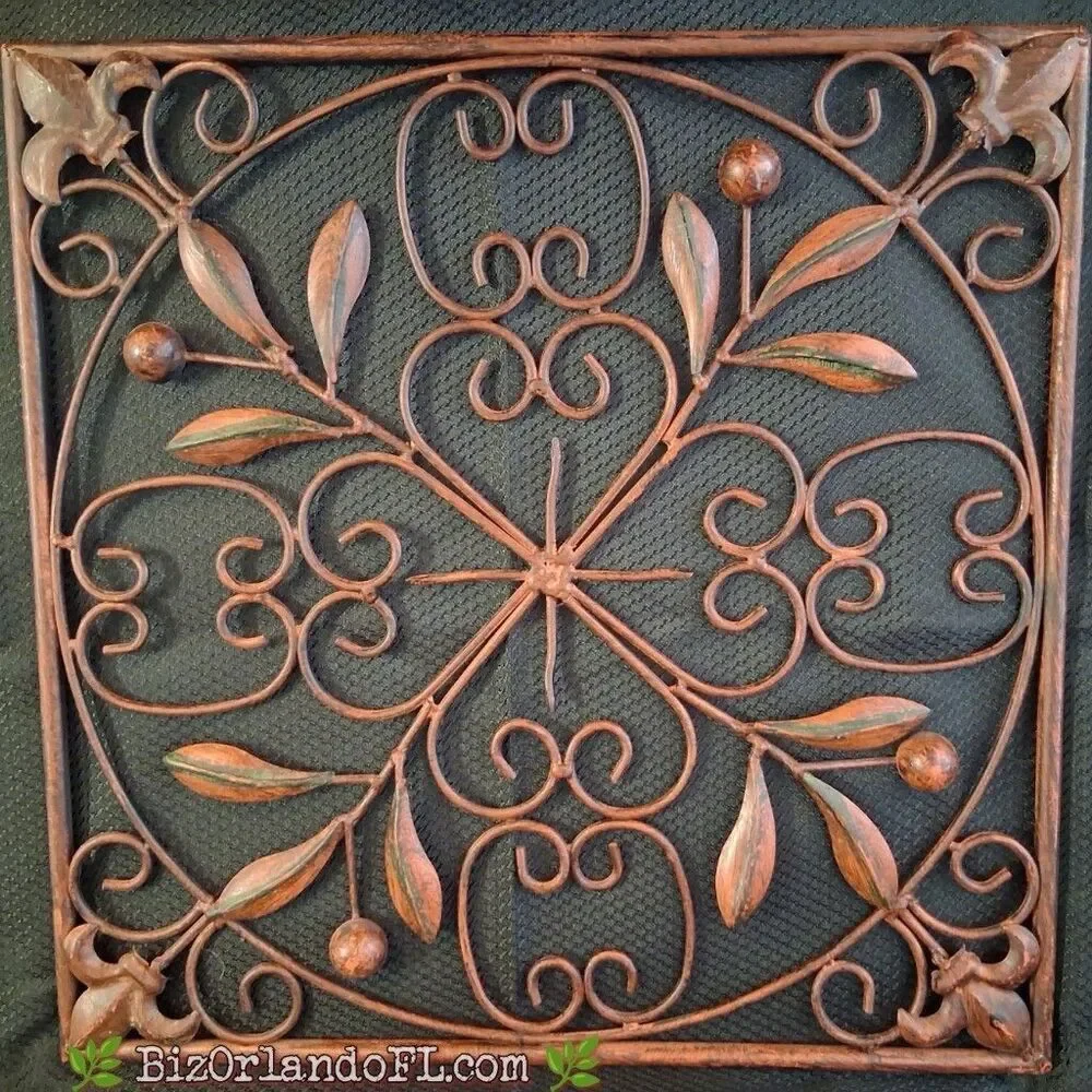 Deco 79 Metal Scroll Home / Wall Decor / Wall Sculpture / Wall Art 14x14 (Brown)